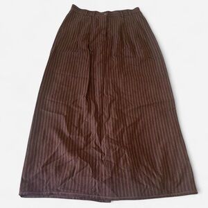 OILILY Women’s Wear Brown Pinstripe Long Skirt W/ Burgundy and Orange Stripes